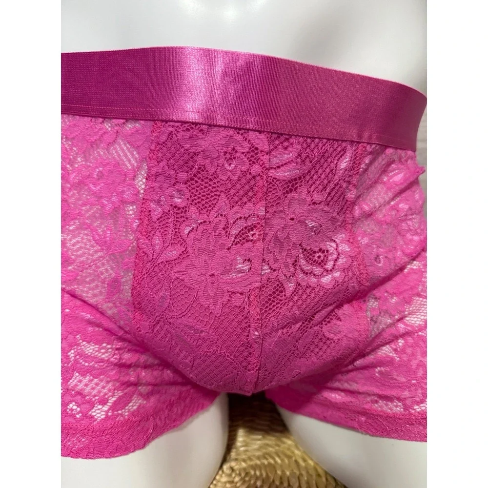 Cosabella Men's Never Say Never Hot Pink Lace Boxer Trunk Size XL‎